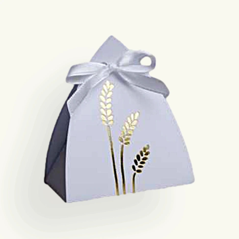 boite dragée communion épi de blé blanc doré