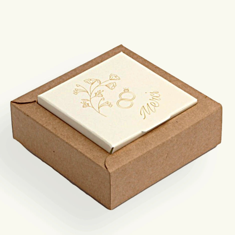 boite dragées alliances merci mariage kraft beige