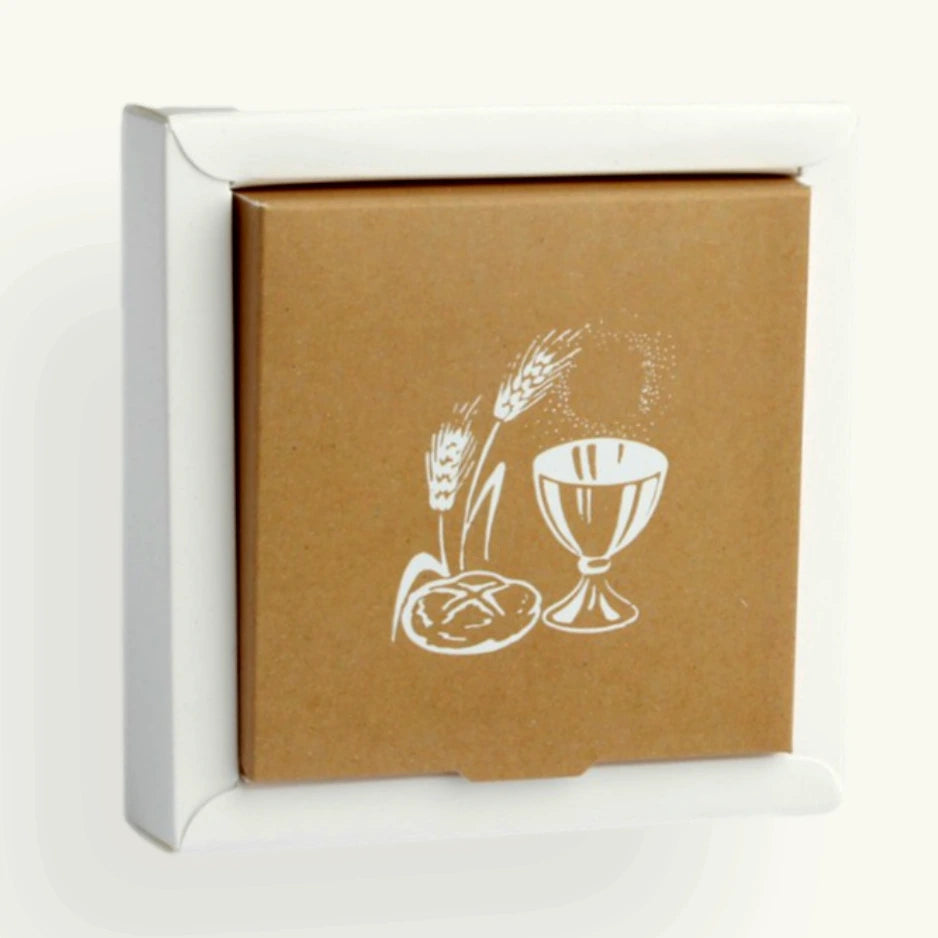 boite dragées communion kraft calice blanc
