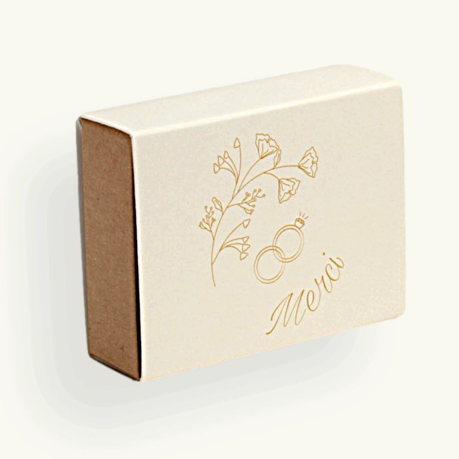 boites dragées mariage alliances merci kraft beige