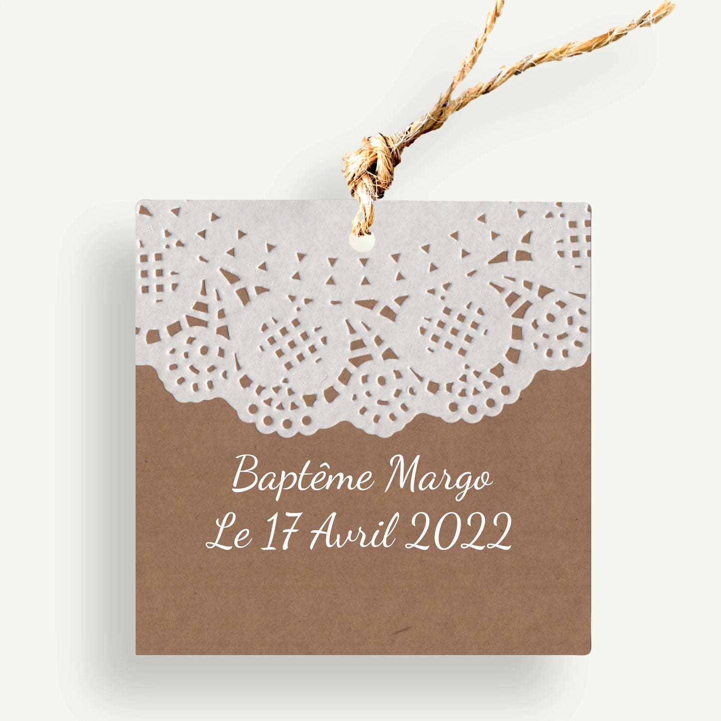 étiquette personnalisée kraft dentelle mariage champêtre bohème vintage