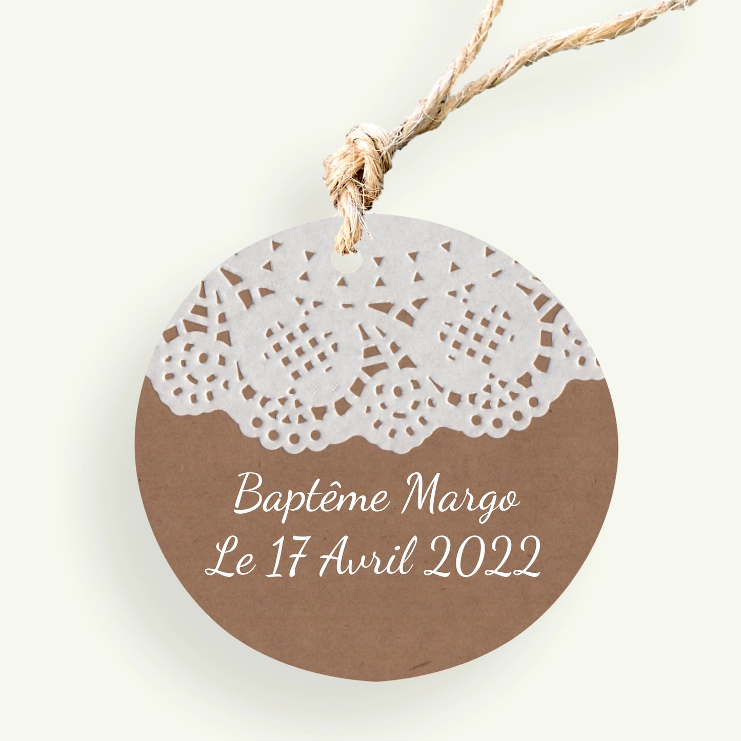 étiquette personnalisée kraft dentelle mariage champêtre bohème vintage