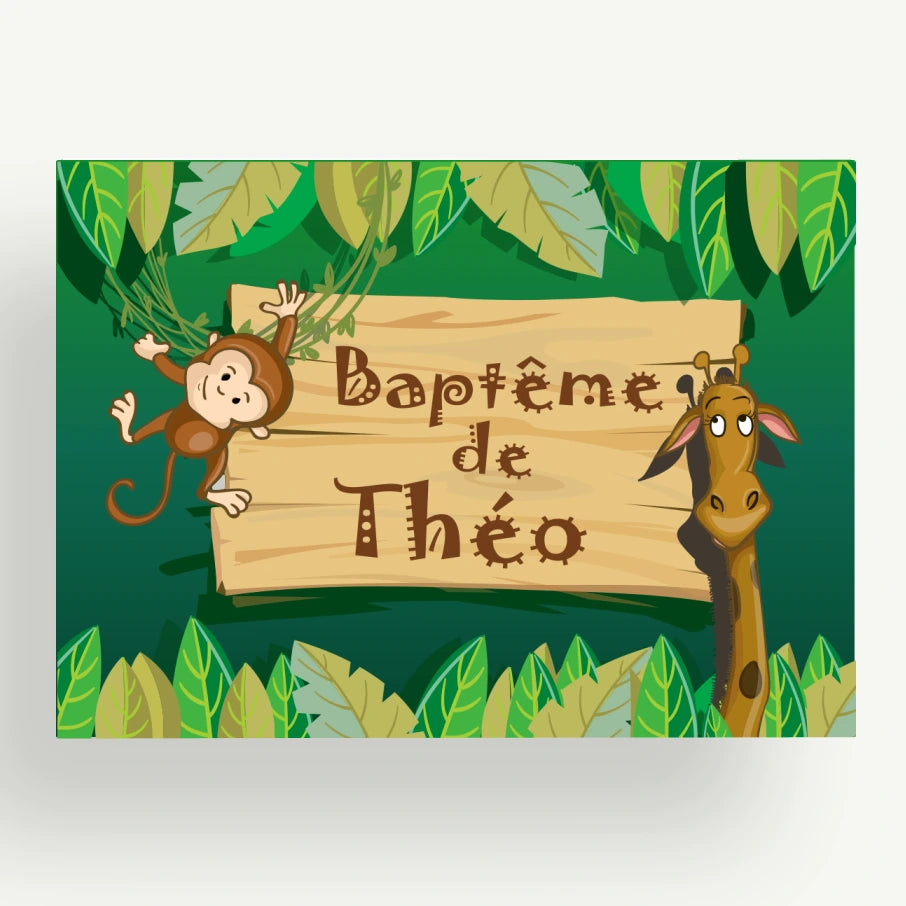 carte remerciement bapteme jungle zoo savane