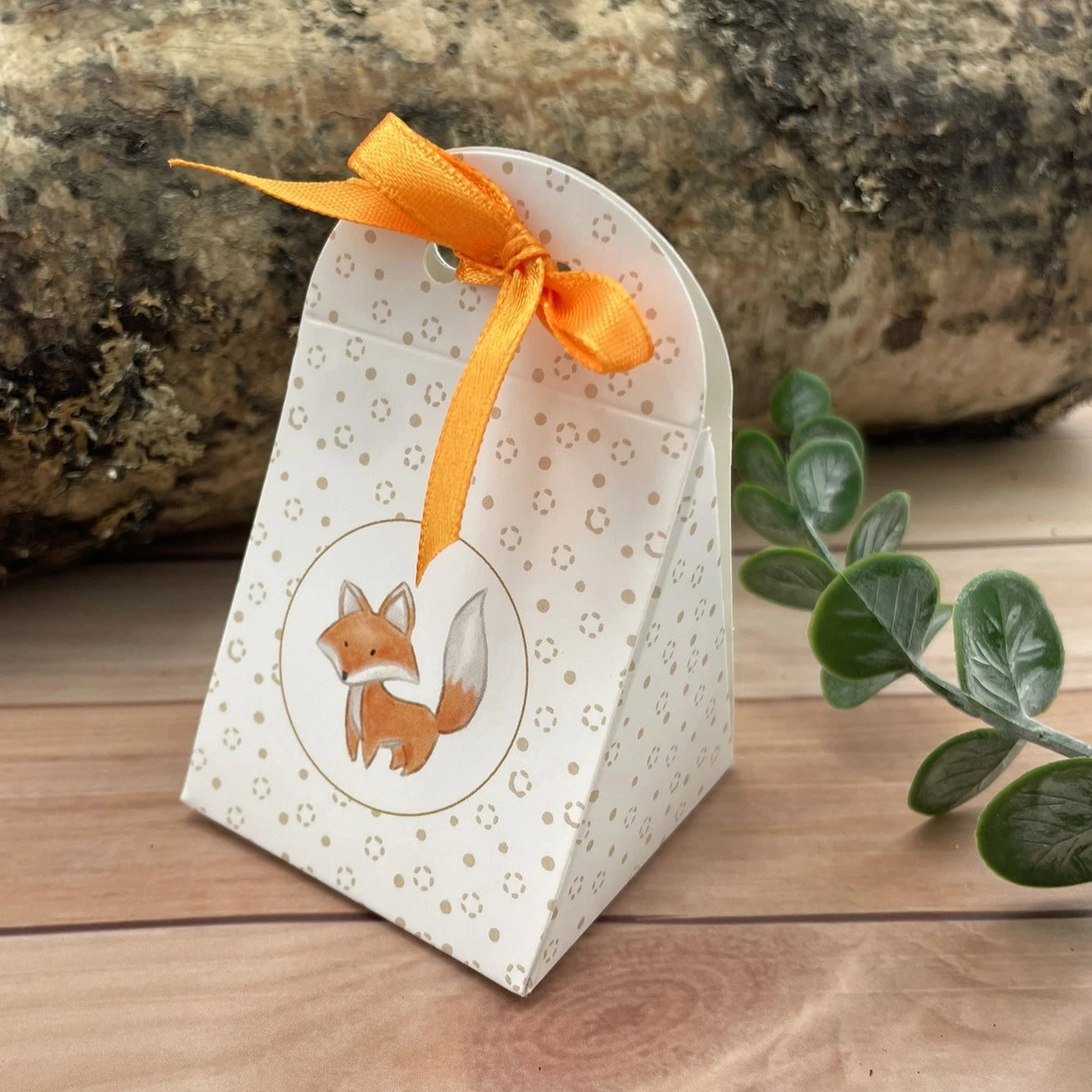 pochette dragées renard bapteme naissance
