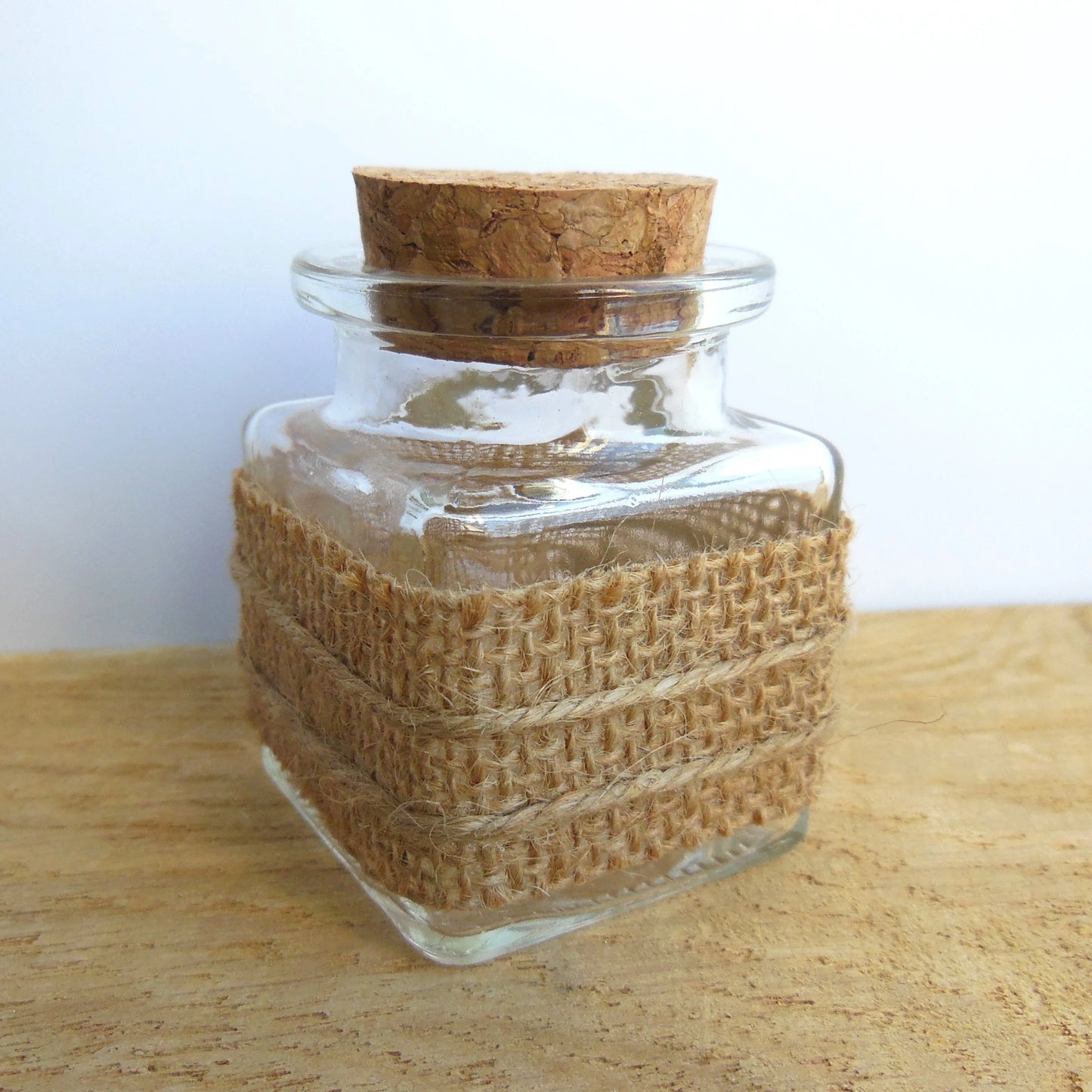 pot dragées verre jute mariage nature