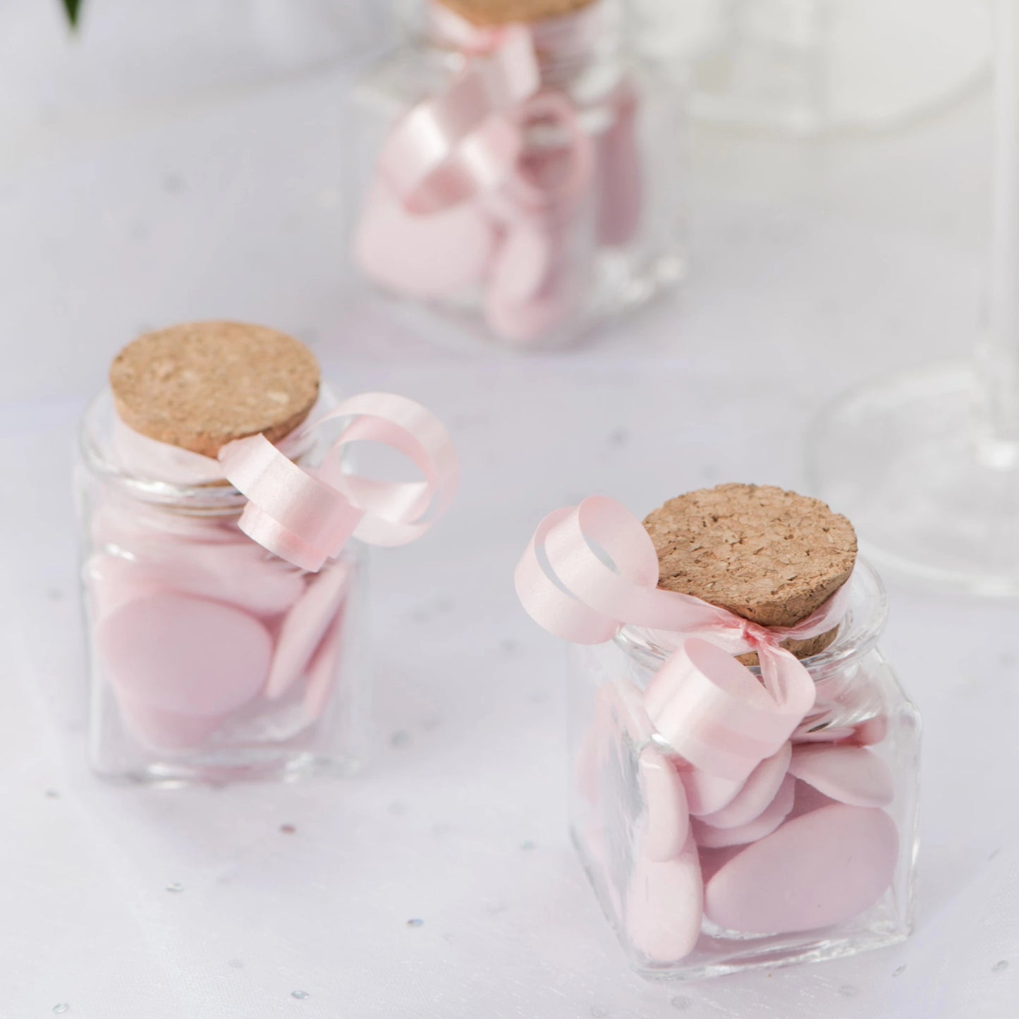 pot dragées verre liège bapteme