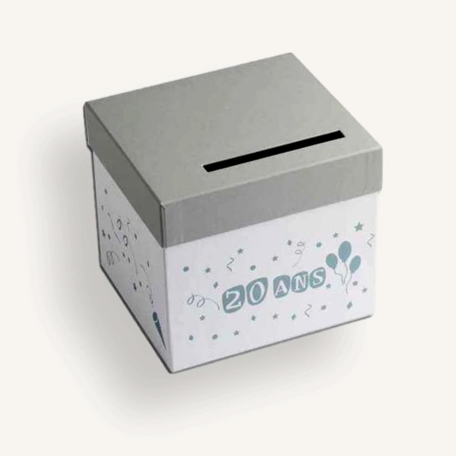 Urne anniversaire 20 ans gris et blanc