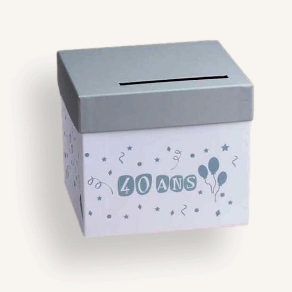 Urne anniversaire 40 ans gris et blanc