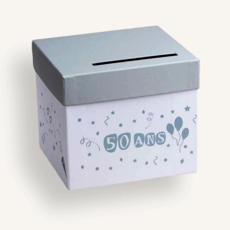 Urne anniversaire 50 ans gris et blanc