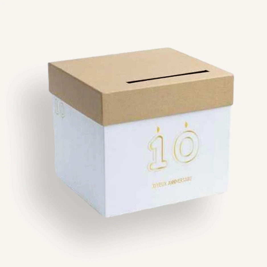 Urne Anniversaire kraft beige 10 ans bougie