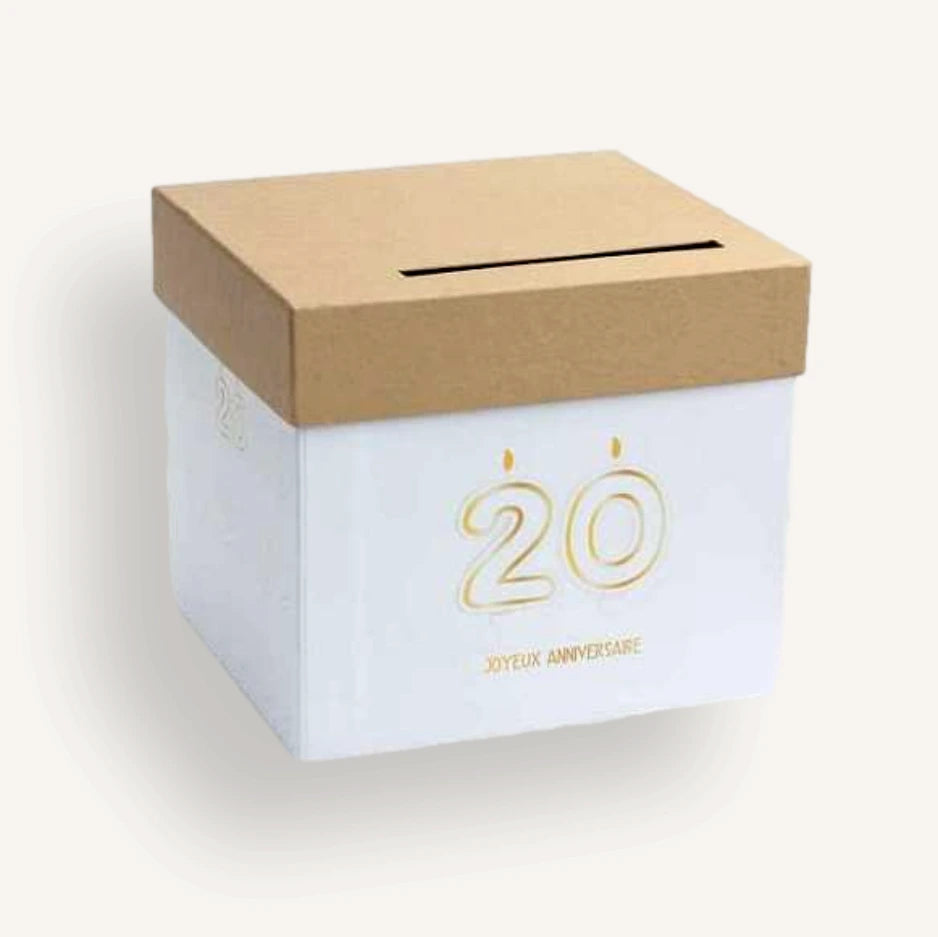 Urne Anniversaire kraft beige 20 ans bougie
