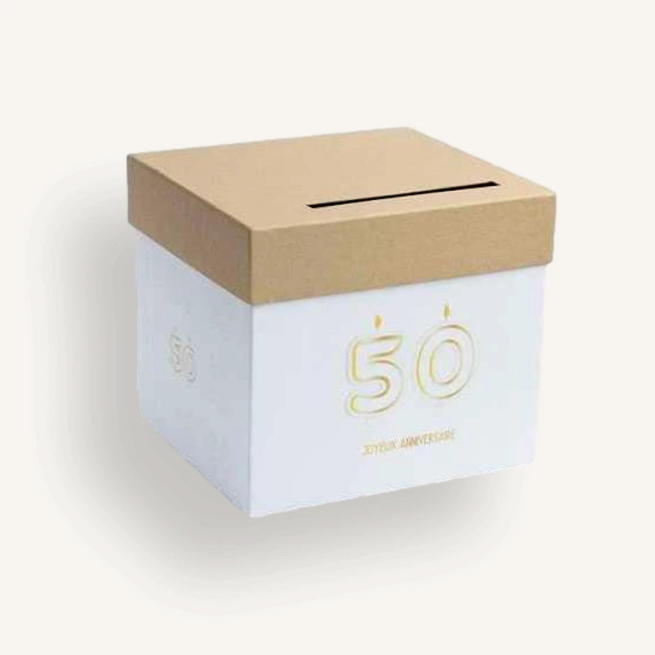 Urne Anniversaire kraft beige 50 ans bougie
