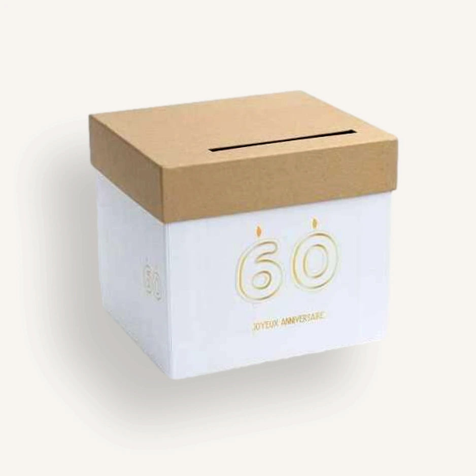 Urne Anniversaire kraft beige 60 ans bougie