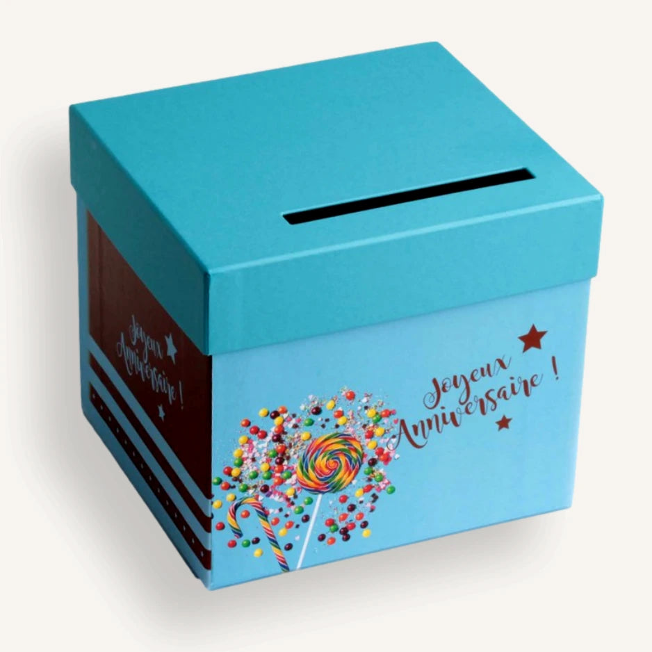Urne anniversaire bonbon bleu turquoise