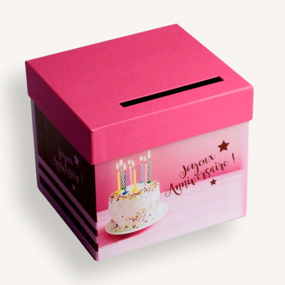 Urne anniversaire gâteau rose