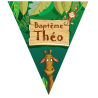 Banderole personnalisée 8 fanions Décoration salle Jungle Zoo Savane girafe singe baptême anniversaire enfant