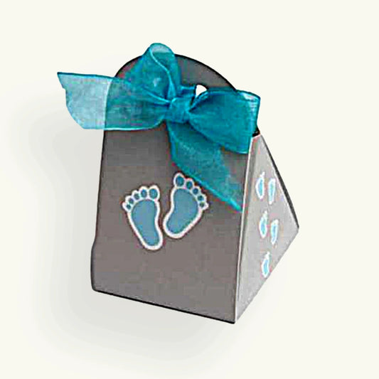 boite dragées pieds bleu naissance bapteme baby shower