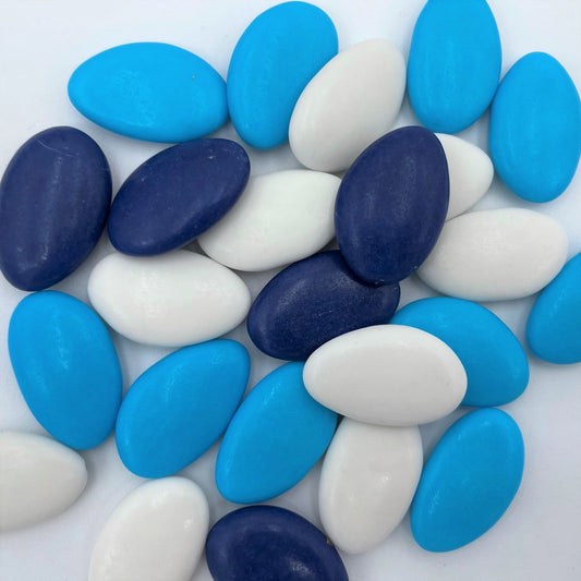 dragées chocolat blanc bleu marine turquoise mariage