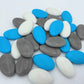 dragées chocolat blanc gris turquoise bapteme