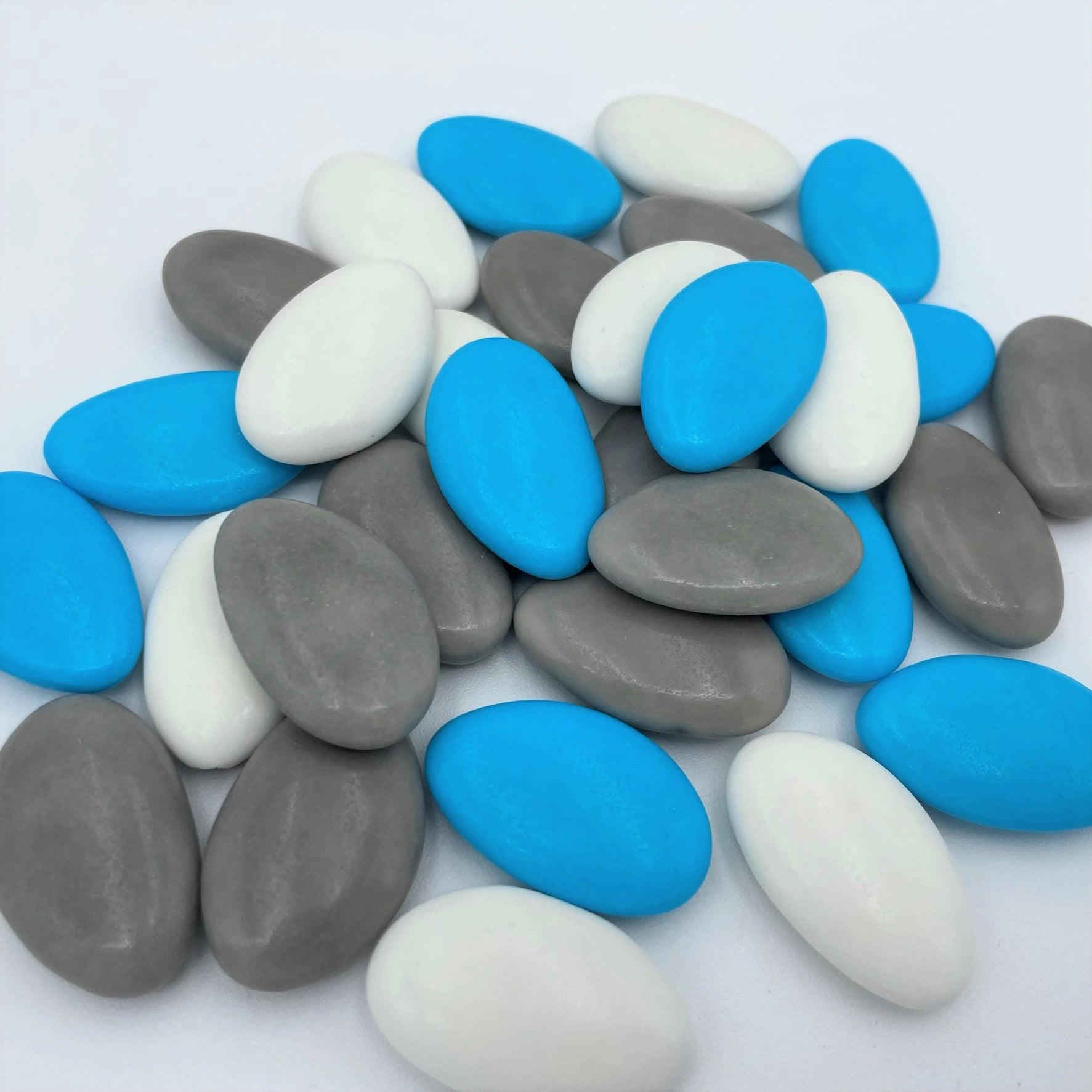 dragées chocolat blanc gris turquoise bapteme